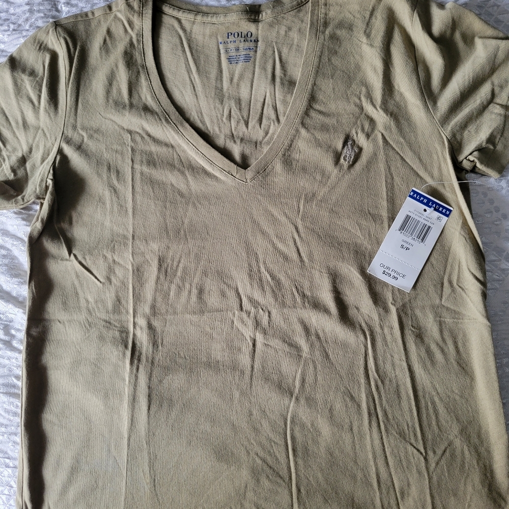 Olive green Ralph Lauren V neck short sleeve t shirt